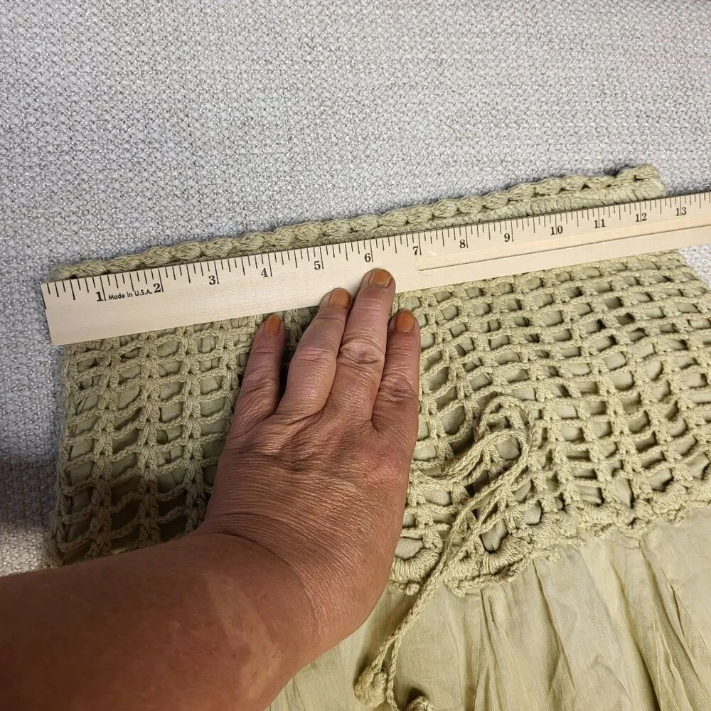 Chaudry KC Womens Bohemian Maxi Skirt Beige Cotton Blend Crochet Waist Size S - Picture 5 of 15